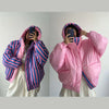 Vintage Reversible Spotted Print Cotton Coat Women Chic Hooded Drawstring Stand Collar Female Coat Winter Lady Outerwear
