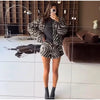 Women Zebra Print Faux Fur Coat Shorts Set Lapel collar Long Sleeve Jacket Shorts Set for Women Winter Warm Matching Outfits