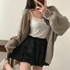 Slouchy Cardigan Knitted Drop Shoulder Long Sleeve Ribbed Open Front Sweater Jacket Women Teen-girl Fall Winter Basic Outfit