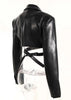 Women's Jackets Lapel Collar Slim Cross Lace Up Waist Long Sleeve PU Leather Short Coat Autumn 17A2947