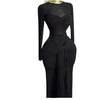 Women Mesh See Though Long Sleeve Maxi Bowknot Long Dress Evening Sexy Club Party Evening High Street Dresses