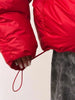 Bright Red Hooded Puffer Jacket Oversized Collar Horizontal Quilted Thick Padded Cropped Coats Women's Down Winter Jackets Warm