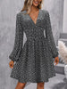 Dresses Woman Clothing V Neck Lantern Sleeve Wrap Mini Dress Ruched Waist Flowy Hem Elegant for Autumn and Party Styles