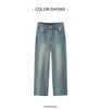 Women Jeans Fleece Lined Wide Leg Washed Finish Warm Insulation Soft Touch Winter Everyday Style Full Length