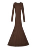 Sexy O Neck Ribbed Knitting Fishtail Sweater Dress Women Full Sleeve Stretch Basic Bodycon Maxi Long Mermaid Robe Vestido