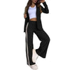 2 Pcs Set Women s Formal Coat Pants Set Autumn Winter Long Sleeves Jacket Loose Striped Wide Leg Casual Suit Outfit