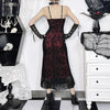Vintage Elegant Goth Dress Women Sexy Streetwear Fairy Grunge Aesthetic Cross Pattern Spaghetti Strap Party Dress Female