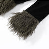 Elegant Solid Faux Fur Spliced Coat Women Lapel Long Sleeve Tassel Plush Outerwear Fall Winter Warm Streetwear