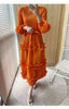 Elegant Women Pleated Dress O Neck 3D Floral Long Sleeves Fungus Spliced Design A-line Dresses Party 2AA1375