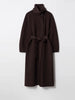 Retro Solid Stand Collar Long Tweed Coat Women Large Lapel Single Breasted Coats With Belt Lady Chic Street Outwear