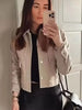 Jackets For Womens Autumn Solid Front Pockets Button Long Sleeve Jacket Elegant Woman Casual Outerwear Coat