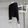 Autumn Style Contrast Color Collar Tie Sleeve Short Jacket For Women Shorts Tweed Shorts Female 11A06638