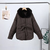 Warm Fur Collar Elastic Waist Hooded Coat Women's Elegant Waist-cinching Zippers Long Cotton Coats Winter Lady Outwear
