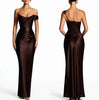 Elegant Satin One Shoulder Ruched Women Maxi Dress Sexy Low Chest Backless Bandage Cinched Waist Mermaid Evening Dresses