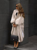 Women's Brown Stand Up Collar Long Long Trench Coat Lantern Sleeve Side Slit Loose Windbreaker Spring Autumn Coat