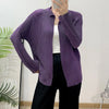 Blue Pleated Coat For Women Turn-down Collar Long Sleeve Lightweight Cardigan Jackets Chic Female Clothes 2DB3445