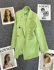 Blazer Coat Metal Buckle Small Suit Jacket Women Clothing Double Breasted Long Sleeve Office Lady Elegant Blazers
