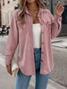 Autumn Winter Casual Single Breasted Pocket Jacket Solid Color Long Sleeve Corduroy Coats for Women Khaki Pink Red