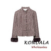 Vintage Spring Plaid Single Breasted Straight Woman Blazer Office Lady Tassel Sleeve Female Modern Outwear