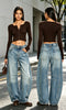 Women's Relaxed-Fit Denim Curved Pants