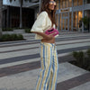 Women Jeans Straight Stripe Button Detail Jeans Female High Waist Loose Curved Wide Leg Denim Pants Vintage Casual Outfit Ladies