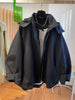 American Vintage Long Sleeve Hooded Trench Women Casual Wide-Waisted Zipper Utility Style Coat Button Patchwork Autumn