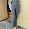 100% Cashmere Knitted Leggings Women High Waist Casual Wool Korean Trousers Solid Thicken Elasticity Ankle-Length Pants