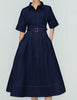 Women's Denim Long Dress Autumn Texture navy blue Women's Business Long Dress