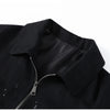 Black Sequined Jacket Lapel Neck Dull Sleeve Zipper Pocket Coat Spring Autumn Female High Street England Style Outewear