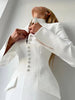 Office Elegant Dress Women Autumn Single Breasted Stand Collar Simple Solid Street Commute Skinny Suit Bodycon