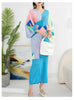 Pleated Dress For Women V-neck Batwing Sleeves Spliced Contrast Color Dresses Female Clothing 2YA2012