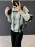 Spring Pleated Women's Lightweight Jacket Lapel Single Breasted Jacket Niche Chic Print Casual Top 2DB6159