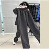 Print Hooded Puffer Coat Set Women Quilted High Neck Full Sleeve Zip Pockets Jacket Wide Leg Pants Winter Warm Sets