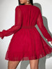 Sexy V-Neck Short Dress Plus Size Solid Polka Dot Long-Sleeve American Slim A-Line Skirt Elegant Party Women's Evening Dress