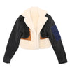 Women Padded Jacket Denim Splicing Jacket Winter Lamb's Wool Liner Thickened Short Section Biker Jacket Cotton Jacket