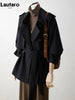 Spring Autumn Khaki Trench Coat for Women Belt Double Breasted Elegant Elegant British Style