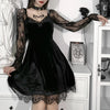 Women's Bandeau Long-sleeved Solid Color Dark Gothic Sexy Lace Stitched Dress