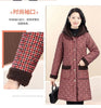 Winter Coat Vintage Velvet And Thickening Single breasted Cotton Coat for Women Fit Cotton Clip Warm Long Parka Plaid Coat