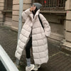 Winter Long Parkas Coat for Women Korean Oversized Stand Collar Cotton-Padded Jacket Windproof Warm Thick Parkas Outerwear