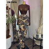 Women Tie Dye Print Mesh Patchwork Ruched Bodycon Maxi Long Dress Spring Evening Education Vacation Prom Dresses