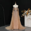Mermaid Evening Dress with Detachable Sleeves Ruffles Overskirt Beaded Women's Formal Party Gowns SS123 Customized