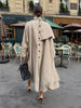 Women's Cape Trench Coat Vintage Double-breasted Long Sleeve Lapel Loose Fit Oversized Overcoat Street Autumn Irregular Jacket