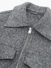 Women With Pockets Grey Front Zipper Jackets Vintage Lapel Neck Long Sleeves Female Chic Lady Outfits