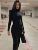 Women Spring Autumn Long Sleeve Streetwear Bodycon Black Midi Dress Items For Business