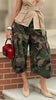 Women's Camouflage Streetwear Cargo Capri Pants High Waist Wide Leg Pockets Baggy Cropped Trousers Bottoms
