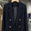Women's Jacket Suit Jacket Casual Blazers Navy Blue Single-breasted Lapel Loose Office Worker Coat for Women Outwear