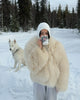 Women White Fluffy Short Fake Fur Coat Solid Full Sleeves Round Neck Coat Chic Warm Winter Street Outerwears