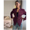 Women Asymmetric Peplum Blazer Jacket V Neck Shoulder Pad Long Sleeve Slim Fit Waist Buttons Irregular Hem Party Office Suit