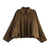 Suede Fabric Women Bomber Jackets Causal Long Sleeve Zipper Loose Coats Cropped Winter Warm Jacket Outwear