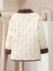 Female Padded Jacket Korean Loose Flip Collar Corduroy Diamond Grid Jacket Women Winter Short Lightweight Cotton Coat